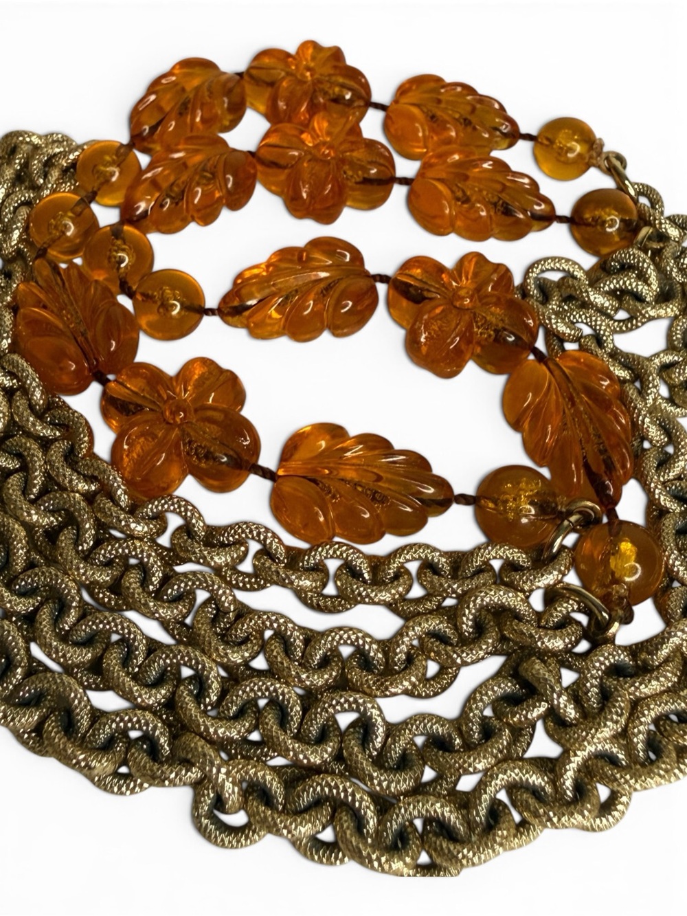 Vintage 1970s Sarah Coventry “Holiday Garden” Faux Amber Necklace - Picture 6 of 14